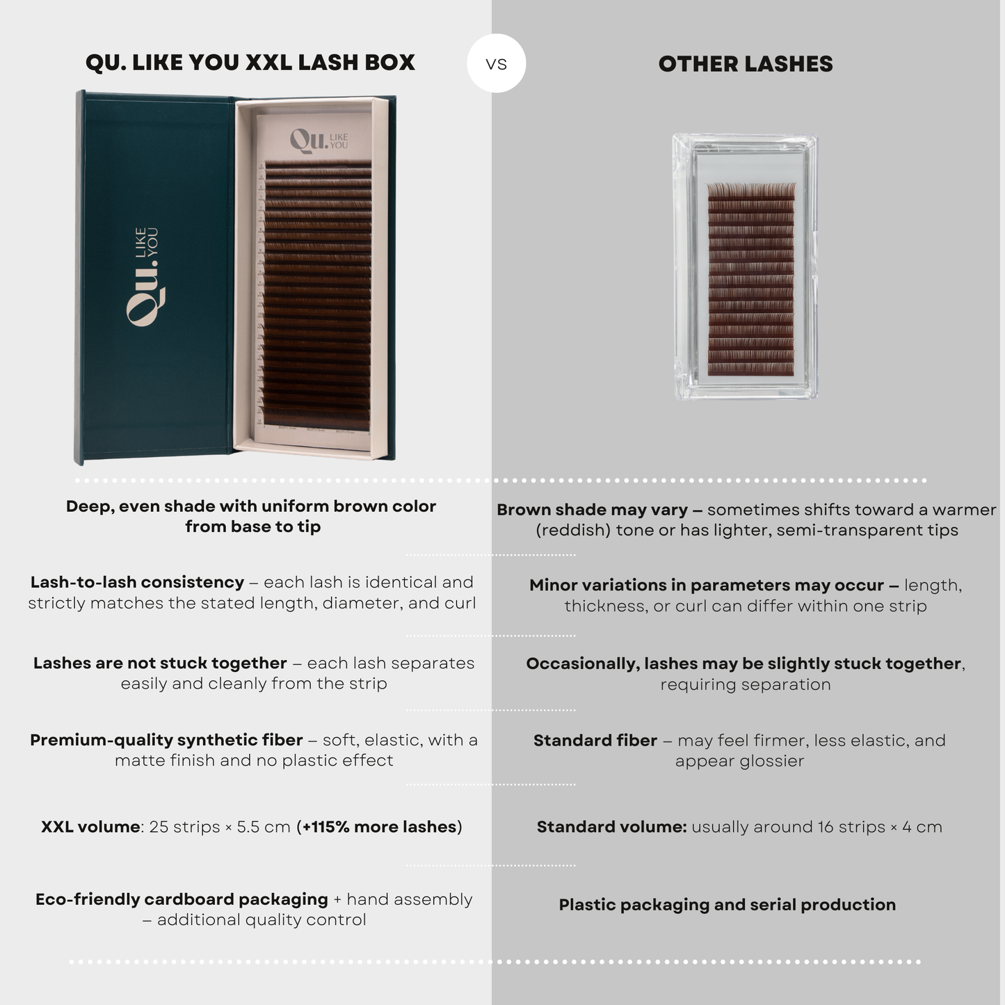 Eyelash Extensions Brown Collection Mix XXL – Tobacco / 0.07 mm – 25 Lines Qu.Like You
