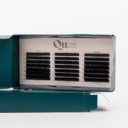 Eyelash Extensions Black (Mixed Length & Curl Set) – 2 Trays Set (5–9 mm & 10–13 mm) Qu.Like You